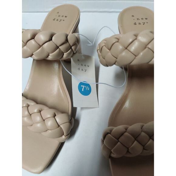 Braided Heels Sandals Women's brown A New Day Tiana Mule Color Beige - Size 7.5 - Picture 4 of 16